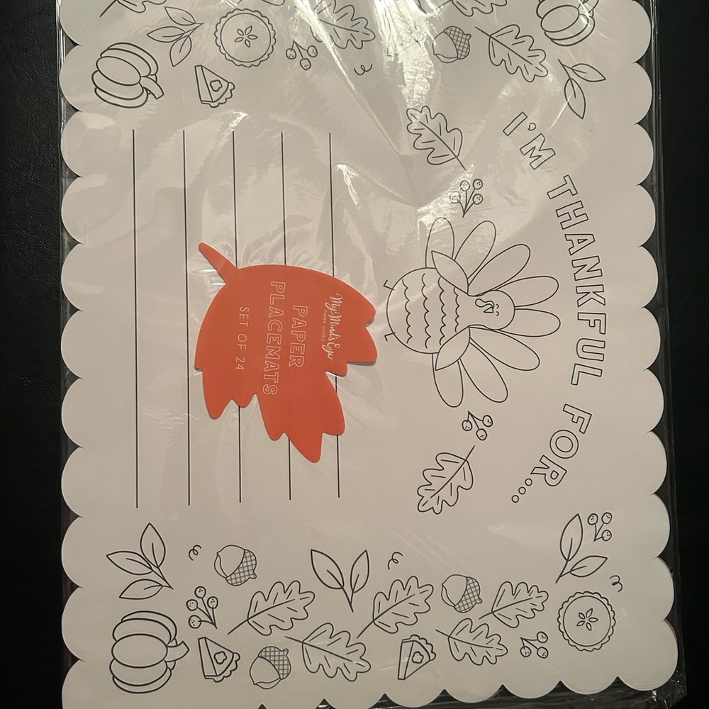 Thanksgiving Paper Placemats - Orange